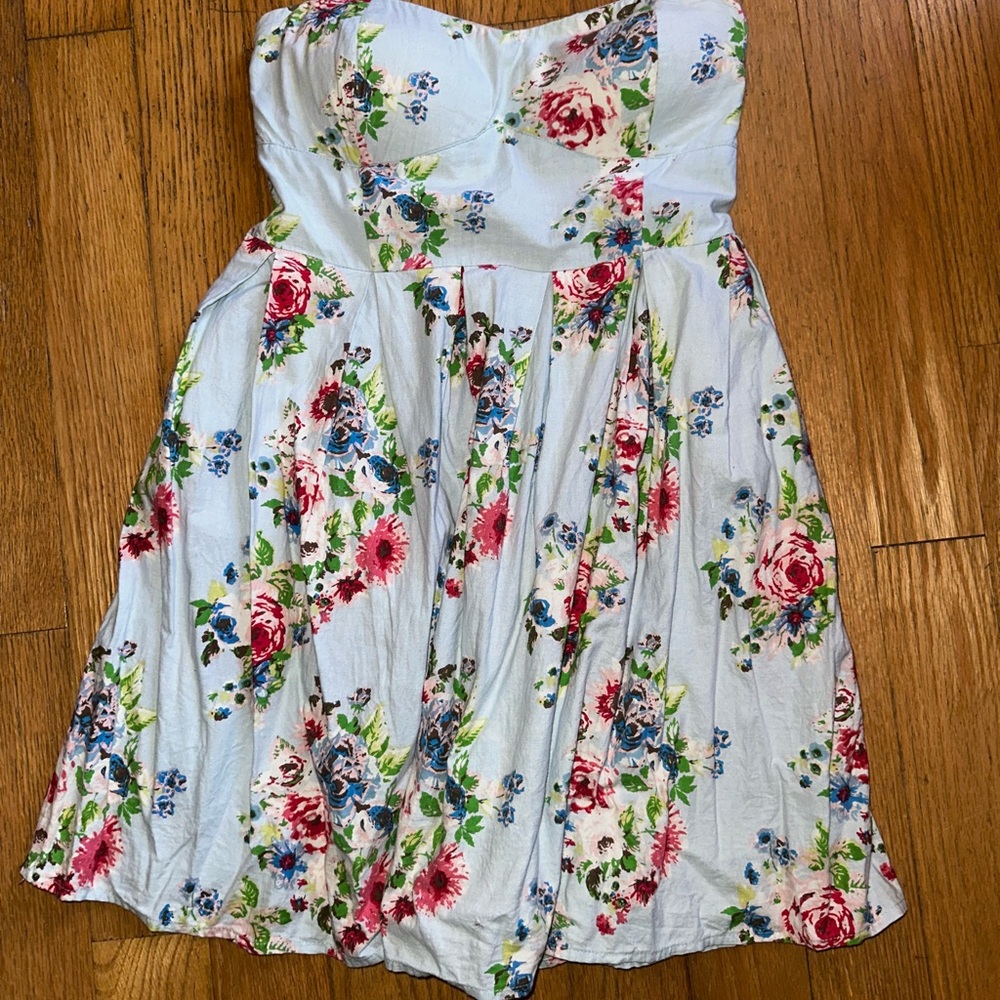 Derek Heart Strapless Floral Dress - White and Pink - Picture 2 of 4